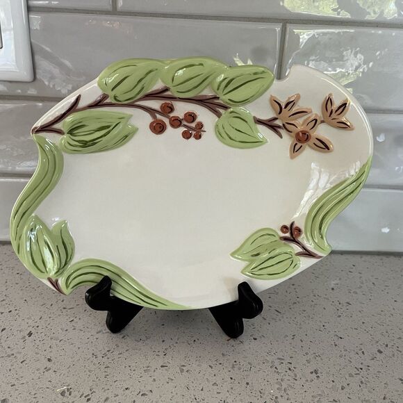 Vintage Hand-Painted Holland Mold Trinket Bowl Tray Floral Rare Find USA 1960's - Picture 1 of 9